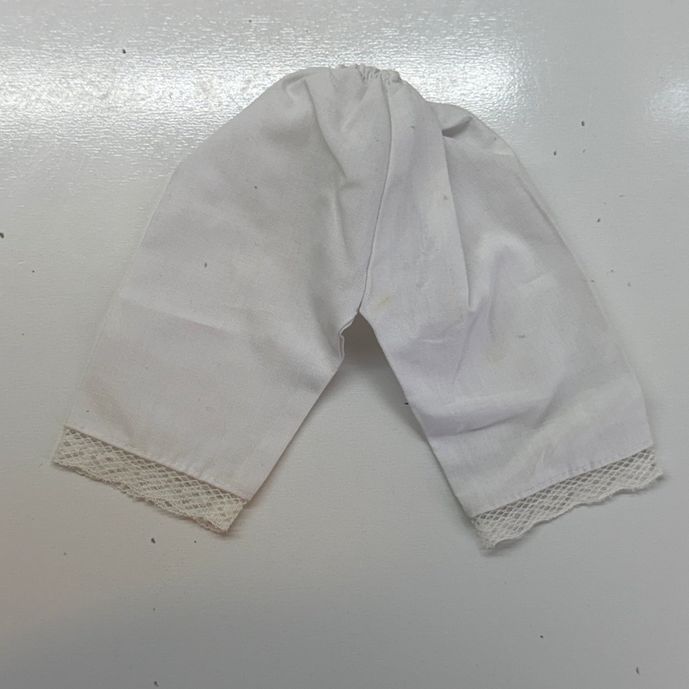 Vintage White Doll Bloomers Pants Undergarment with Lace Trim for 8-9" Doll